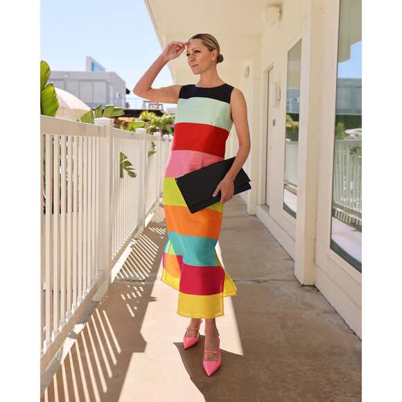 Frances Valentine Dresses & Skirts - Sleeveless Column Maxi Dress - Rainbow Stripe